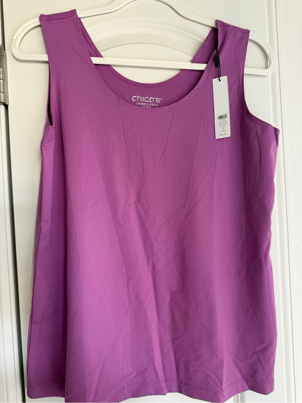 Chico's Violet Shadow Scoop Neck Microfiber Tank Size 2 (L)